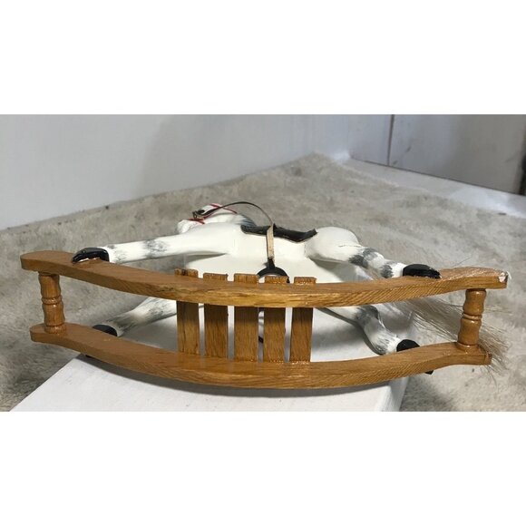 Vintage Handcrafted Wooden Rocking White Horse Decor 8” Tall 9” Long - Picture 7 of 10